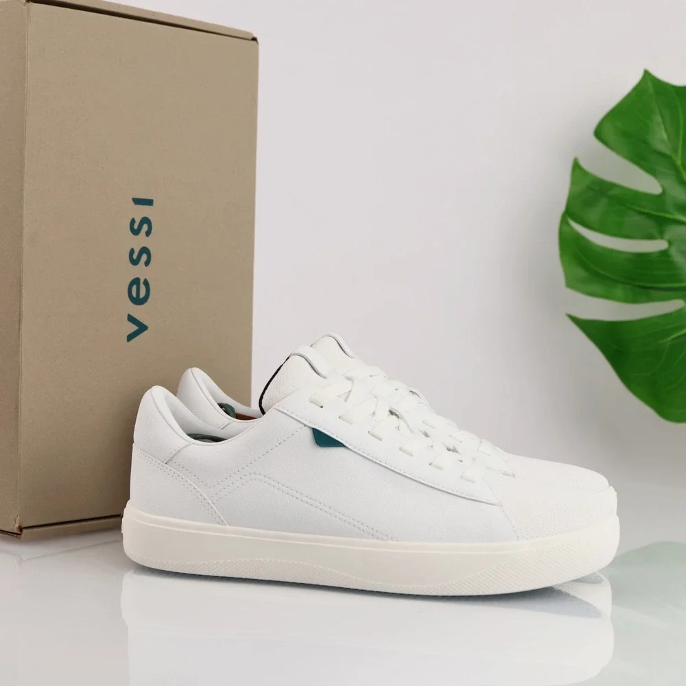 Vessi Womens Soho Sneaker Size 8 Waterproof White Vegan Leather Lace Up Shoe Low
